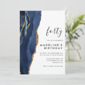 Minimalistische marine Gold Agate Geode 40e verjaa Kaart (Staand voorkant)