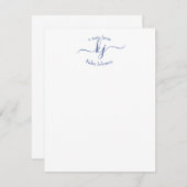 Minimalistische marine White 2 Monogram Name Note Bedankkaart (Voorkant / Achterkant)