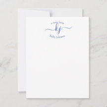 Minimalistische marine White 2 Monogram Name Note 