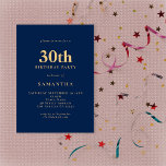 Minimalistische marineblauw goud 30e verjaardag kaart<br><div class="desc">Minimale marineblauw goud 30e verjaardag. Volledig aanpasbaar. Pas de tekst eenvoudig aan en verander de lettertype- en achtergrondkleuren als u dit wenst via de optie Verdere wijzigingen bewerken.</div>