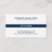 Minimalistische marineblauwe dunne streep op wit visitekaartje (Achterkant)