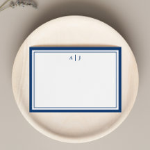 Minimalistische marineblauwe notitiekaart met twee