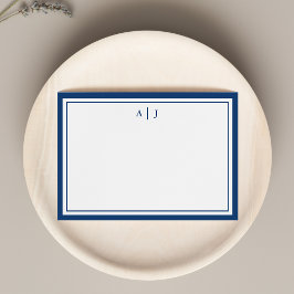 Minimalistische marineblauwe notitiekaart met twee notitiekaartje