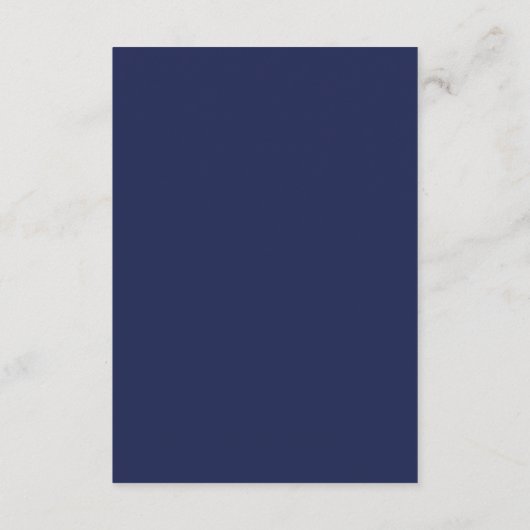 Minimalistische marineblauwe witbruiloft informatiekaartje (Achterkant)