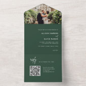 Minimalistische marinedrukcode voor groene bruilof all in one uitnodiging (Binnen)