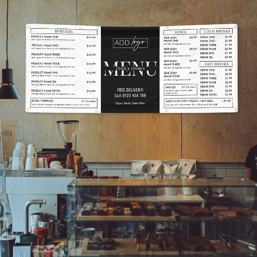 Minimalistische markt Pop Up Shop Restaurant Eten  Spandoek