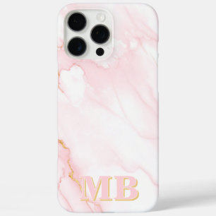 Minimalistische Marmeren Blush Roze Goud Initiaal  iPhone 16 Pro Max Hoesje
