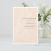 Minimalistische marmeren neutrale perzik elegante save the date (Staand voorkant)