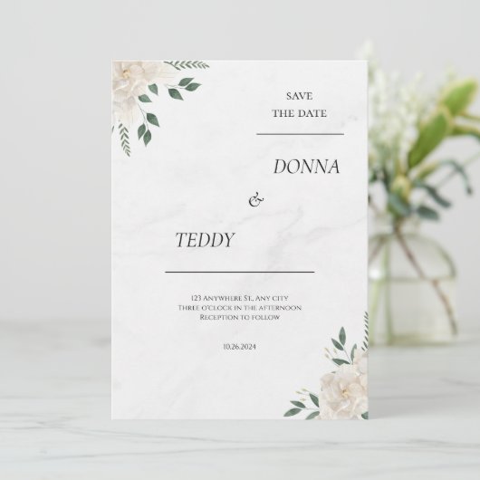 Minimalistische Marmeren Uitnodiging Kaart (Staand voorkant)