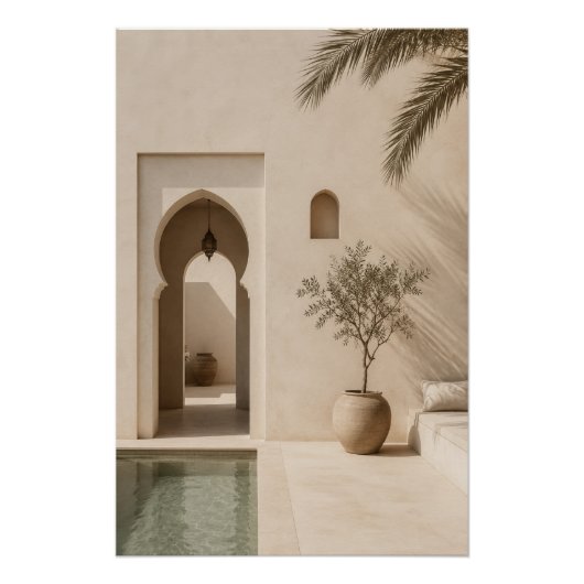 Minimalistische Marokkaanse Riad-poster Perfect Poster (Voorkant)