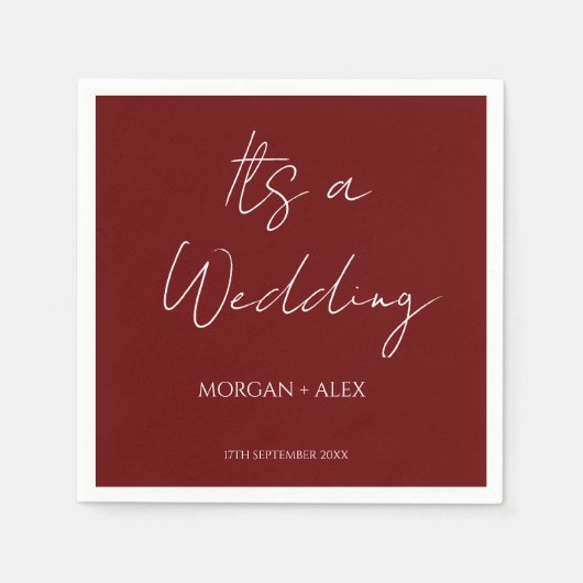 Minimalistische Maroon bruiloft cocktail Servet (Voorkant)