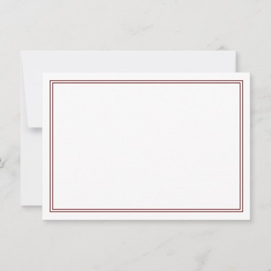 Minimalistische Maroon Two Border Note Kaart (Voorkant)