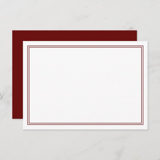 Minimalistische Maroon Two Border Note Kaart (Voorkant / Achterkant)