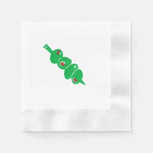 Minimalistische Martini 4 olijven Cocktail servet (Voorkant)