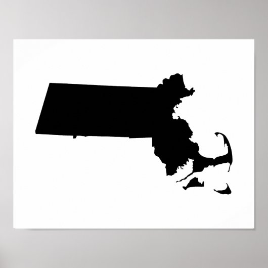 Minimalistische Massachusetts in het zwart Poster (Voorkant)
