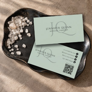 Minimalistische massagetherapeut monogram QR-code Visitekaartje