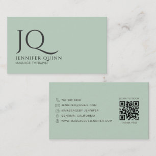 Minimalistische massagetherapeut monogram QR-code Visitekaartje
