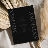 Minimalistische Mat Zwart Moderne bruiloft Kaart