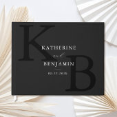 Minimalistische Mat Zwart Monogram Moderne bruilof Gastenboek