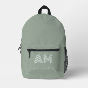 Minimalistische Matcha Salie Groene Aangepaste Mon Bedrukte Rugzak