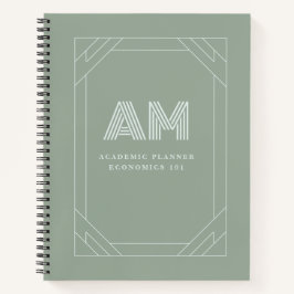 Minimalistische Matcha Salie Groene Monogram Notitieboek
