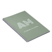 Minimalistische Matcha Saliegroen Monogram Notitieboek (Rechterzijde)