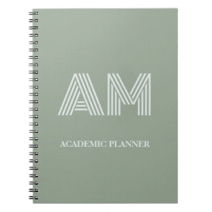 Minimalistische Matcha Saliegroen Monogram Notitieboek
