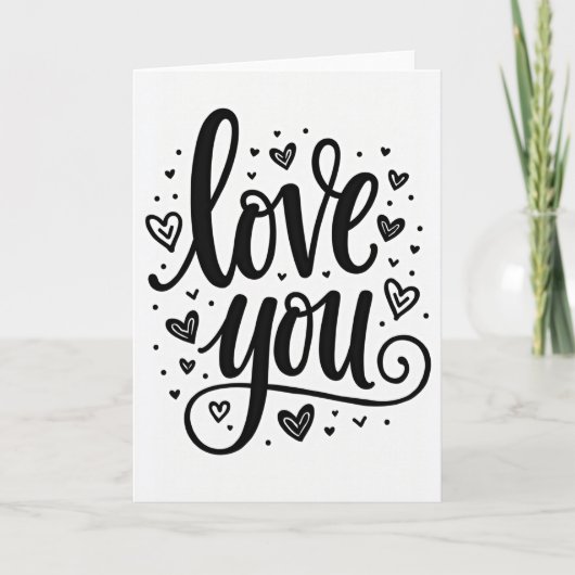 Minimalistische Matte Love You Hart Kaart (Voorkant)