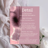 Minimalistische Mauve Dusty Roos huwelijksdetails Informatiekaartje
