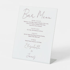 Minimalistische Mauve Elegante Script Bar Menu Reclamebord Met Voetstuk