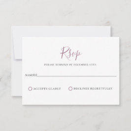 Minimalistische Mauve Paarse Wedding RSVP-kaart RSVP Kaartje