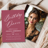 Minimalistische Mauve Roze Moderne Verjaardag Dine Kaart