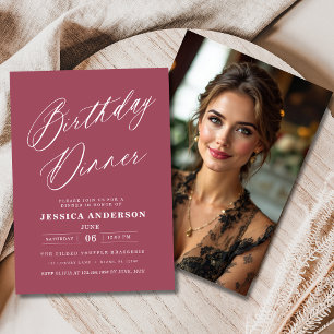 Minimalistische Mauve Roze Moderne Verjaardag Dine Kaart