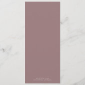 Minimalistische Mauve trouwring Monogram bruiloft Programmakaart (Achterkant)
