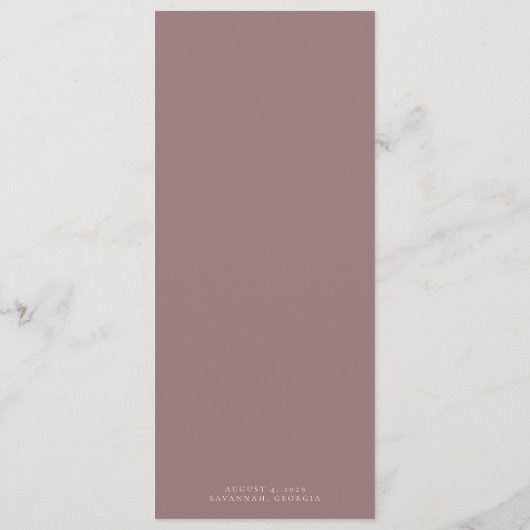 Minimalistische Mauve trouwring Monogram bruiloft Programmakaart (Achterkant)