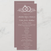 Minimalistische Mauve trouwring Monogram bruiloft Programmakaart (Voorkant / Achterkant)
