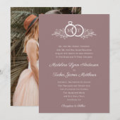 Minimalistische Mauve trouwringen foto bruiloft Kaart (Voorkant / Achterkant)