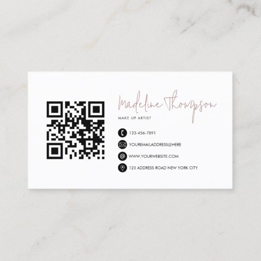 Minimalistische Mauve Typography Script QR-code Visitekaartje (Achterkant)