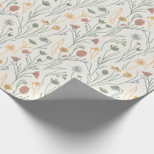 Minimalistische Meadowcore Abstracte Wilde Bloemen Cadeaupapier