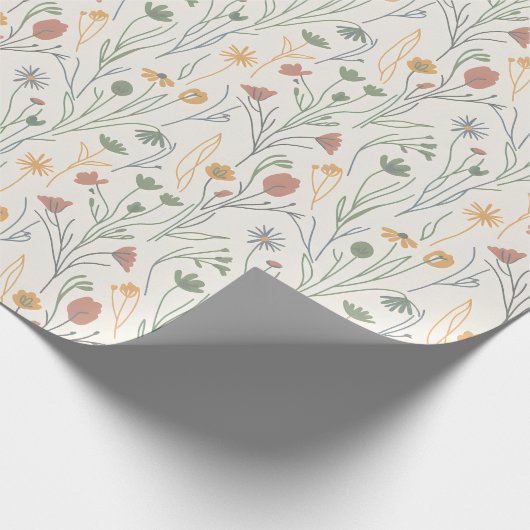 Minimalistische Meadowcore Abstracte Wilde Bloemen Cadeaupapier (Hoek)