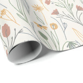 Minimalistische Meadowcore Abstracte Wilde Bloemen Cadeaupapier (Rol Hoek)