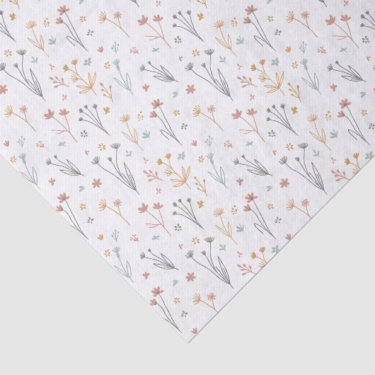 Minimalistische Meadowcore Neutrale Wilde Bloemen Tissuepapier (Detail)