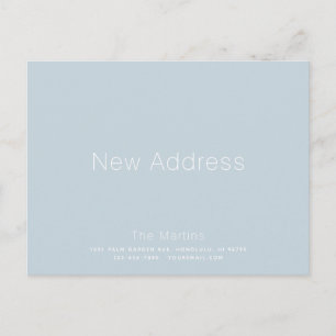 Minimalistische mededeling over de blauwe verplaat aankondigingskaart