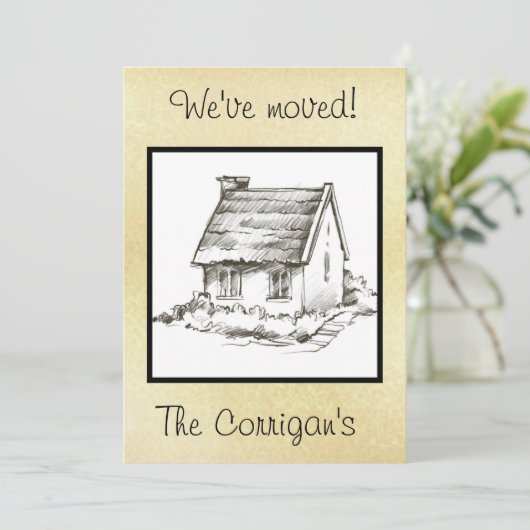 Minimalistische mededeling over de verplaatsing va aankondiging (Staand voorkant)