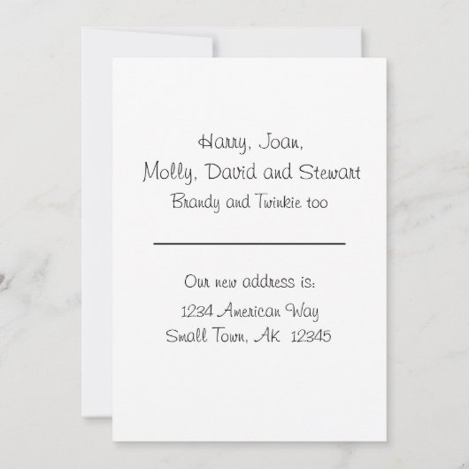 Minimalistische mededeling over de verplaatsing va aankondiging (Achterkant)