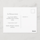 Minimalistische mededeling over zwart-witbeweginge briefkaart (Achterkant)