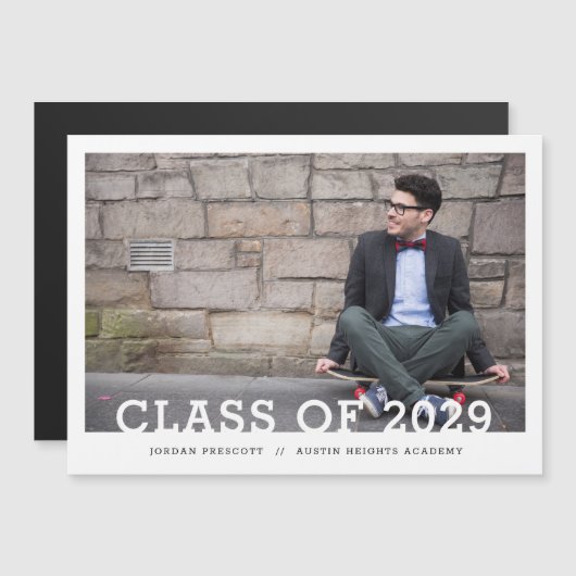 Minimalistische mededeling van het Afstuderen van  (Voorkant / Achterkant)