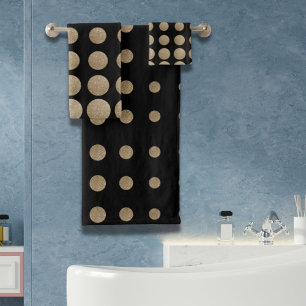 minimalistische meetkundige zwarte goudpolka - sti bad handdoek