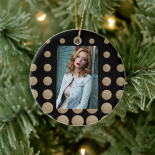 minimalistische meetkundige zwarte goudpolka - sti keramisch ornament