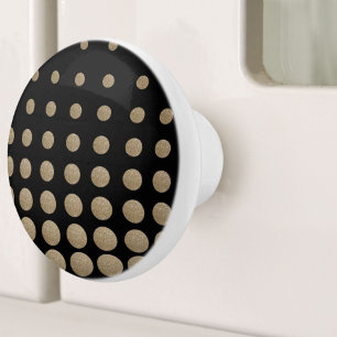 minimalistische meetkundige zwarte goudpolka - sti keramische knop